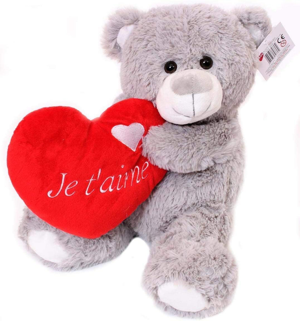'Je t'aime' Grey Teddy Bear - Worry Yummy